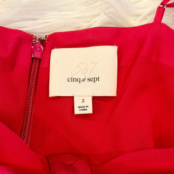 Cinq a Sept 100% Silk Emilia Dress Draped Spaghetti Strap Satin Crystal Midi - Picture 9 of 14